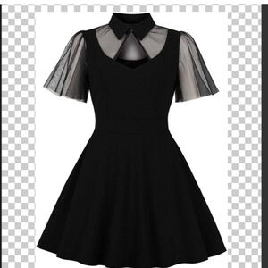SOLD! Back A-line skirt dress with sheer keyhole top detailing